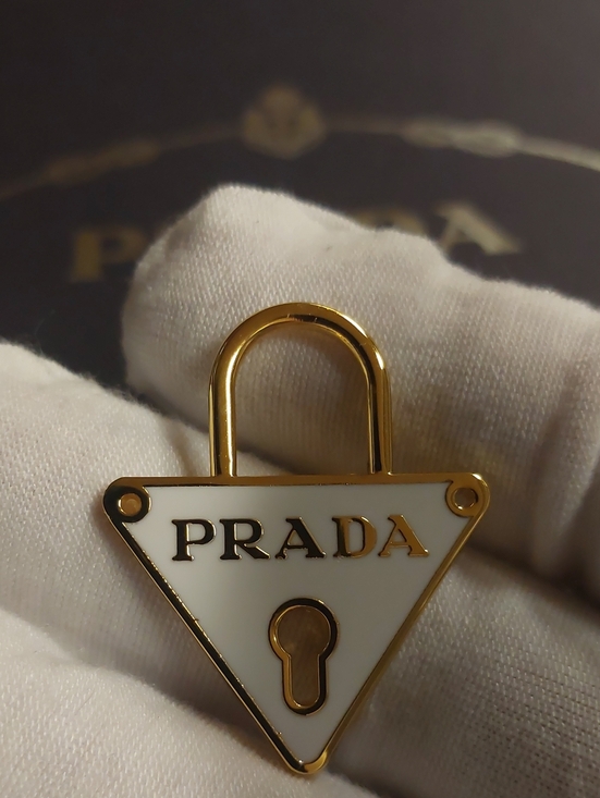 Prada Jewelry - Wow Prada White Enamel Triangle Padlock Charm Gold Hardware Incredible Price!